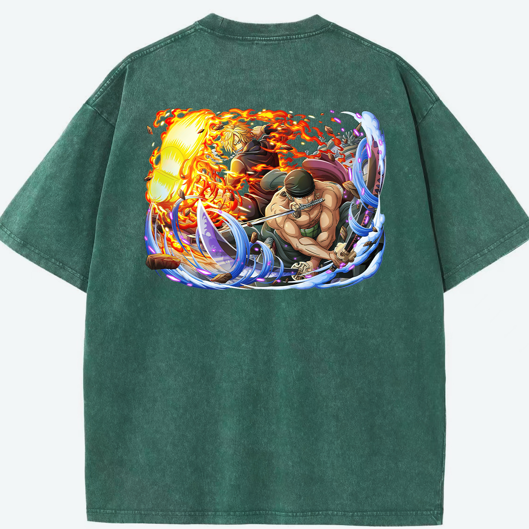 ワンピース ロロノア・ゾロ ONE PIECE Roronoa Zoro 綿100% ヴィンテージ風 半袖Tシャツ（背面プリント）